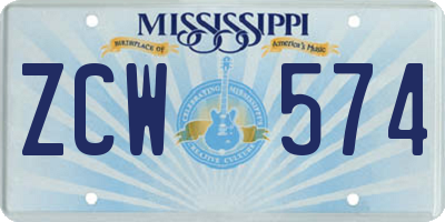 MS license plate ZCW574