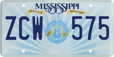 MS license plate ZCW575