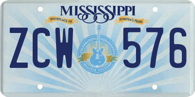 MS license plate ZCW576