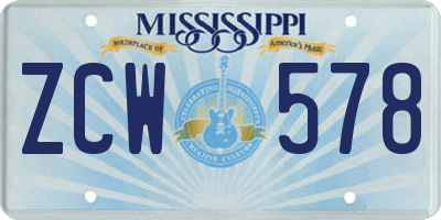MS license plate ZCW578