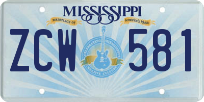 MS license plate ZCW581