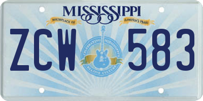 MS license plate ZCW583