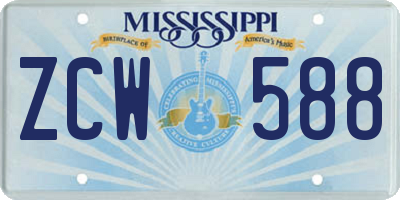 MS license plate ZCW588