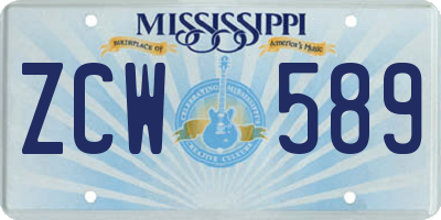 MS license plate ZCW589