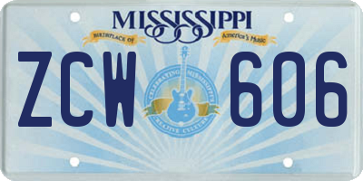 MS license plate ZCW606