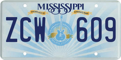 MS license plate ZCW609