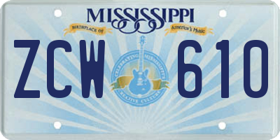 MS license plate ZCW610