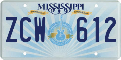 MS license plate ZCW612