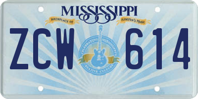 MS license plate ZCW614