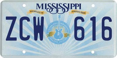 MS license plate ZCW616