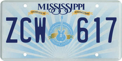 MS license plate ZCW617
