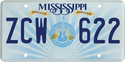 MS license plate ZCW622