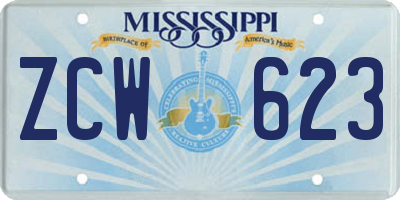 MS license plate ZCW623