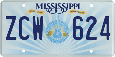 MS license plate ZCW624