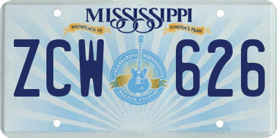 MS license plate ZCW626