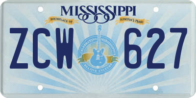 MS license plate ZCW627
