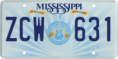 MS license plate ZCW631