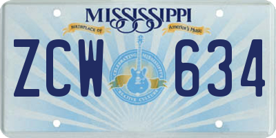 MS license plate ZCW634