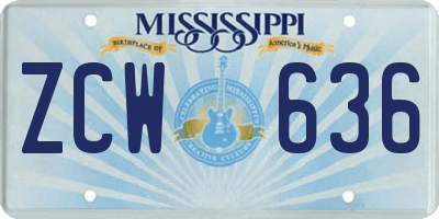 MS license plate ZCW636