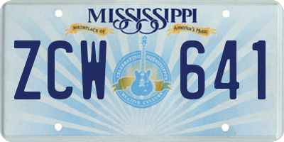 MS license plate ZCW641