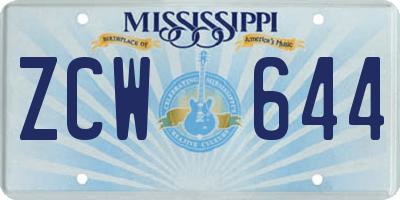 MS license plate ZCW644