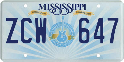 MS license plate ZCW647