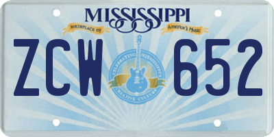 MS license plate ZCW652