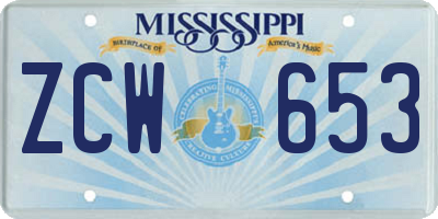 MS license plate ZCW653