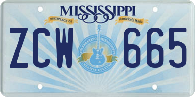 MS license plate ZCW665