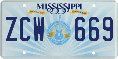 MS license plate ZCW669