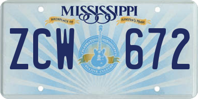 MS license plate ZCW672