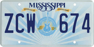 MS license plate ZCW674