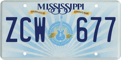 MS license plate ZCW677