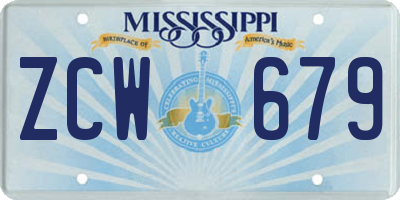 MS license plate ZCW679