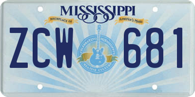 MS license plate ZCW681