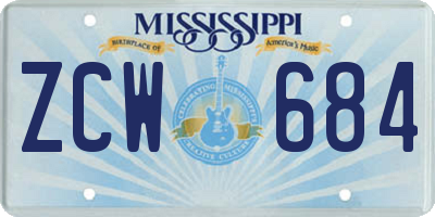 MS license plate ZCW684