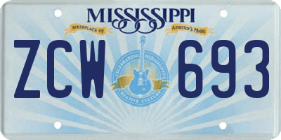 MS license plate ZCW693