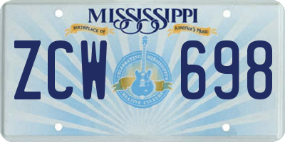 MS license plate ZCW698