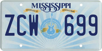MS license plate ZCW699