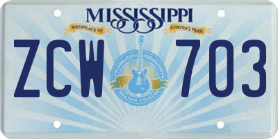 MS license plate ZCW703