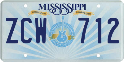 MS license plate ZCW712