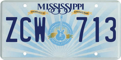 MS license plate ZCW713