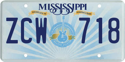 MS license plate ZCW718
