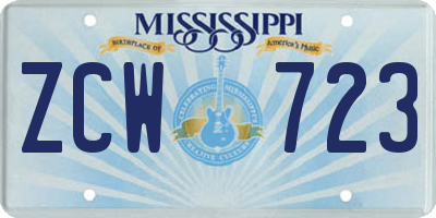 MS license plate ZCW723