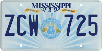 MS license plate ZCW725