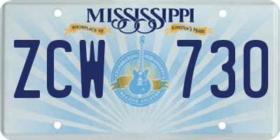 MS license plate ZCW730