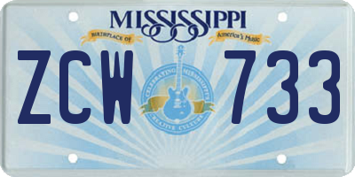 MS license plate ZCW733
