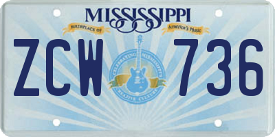 MS license plate ZCW736