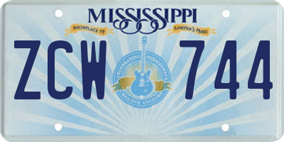 MS license plate ZCW744