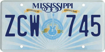 MS license plate ZCW745